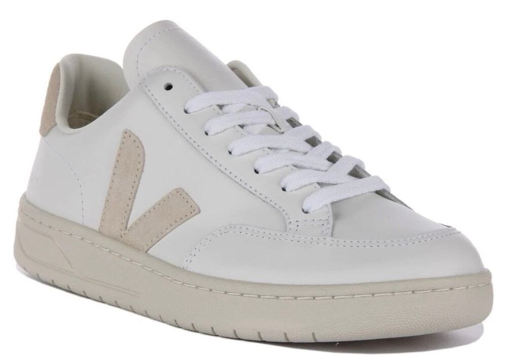 Veja V-12 Leather Sable Suede Lightweight Womens Sneakers White Beige US Size 6